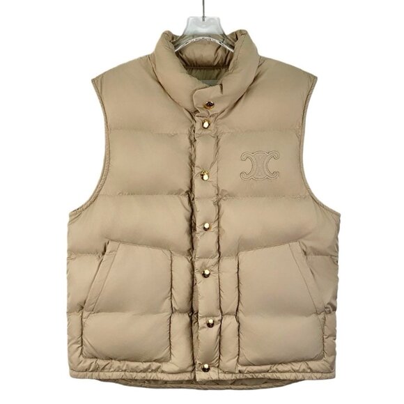 Celine Khaki “Arc de Triomphe” single-breasted sleeveless down vest - Picture 1 of 8